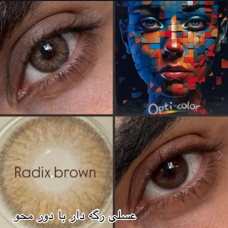 لنز رنگی اپتی کالر opti color عسلی با دور محو رادیکس براون