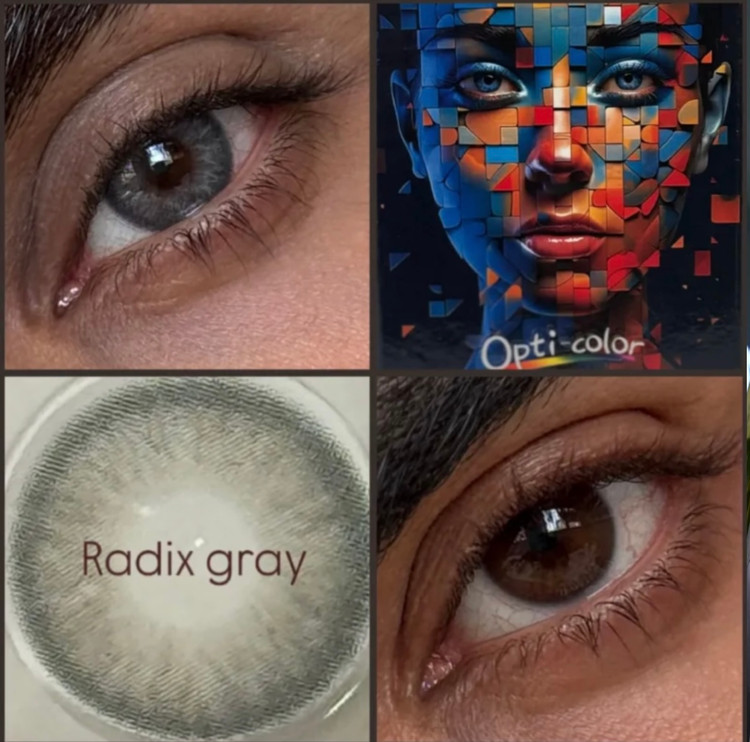 لنز رنگی اپتی کالر opti color طوسی با دور محو رادیکس گری