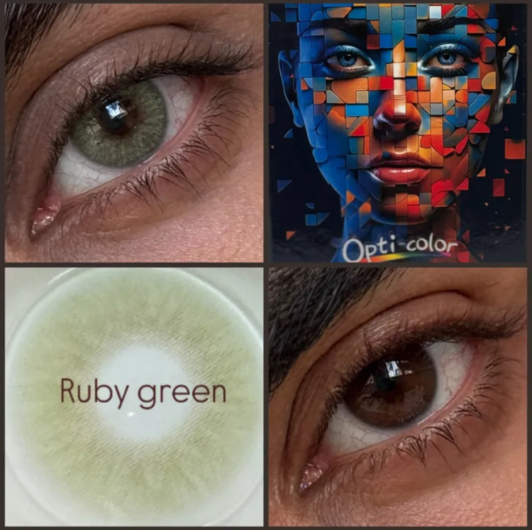 لنز رنگی اپتی کالر opti color سبز بدون دور روبی گرین