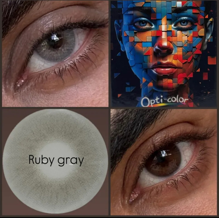 لنز رنگی اپتی کالر opti color طوسی بدون دور روبی گری