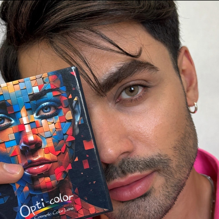 لنز رنگی اپتی کالر opti color عسلی بدون دور روبی براون