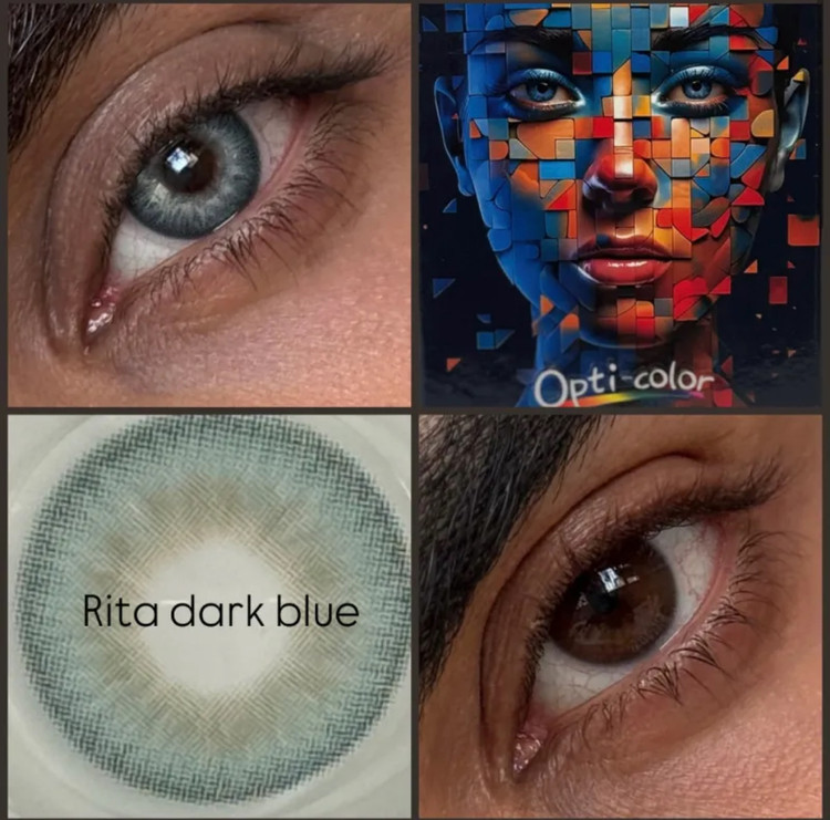 لنز رنگی اپتی کالر opti color آبی دور مشکی ریتا دارک بلو