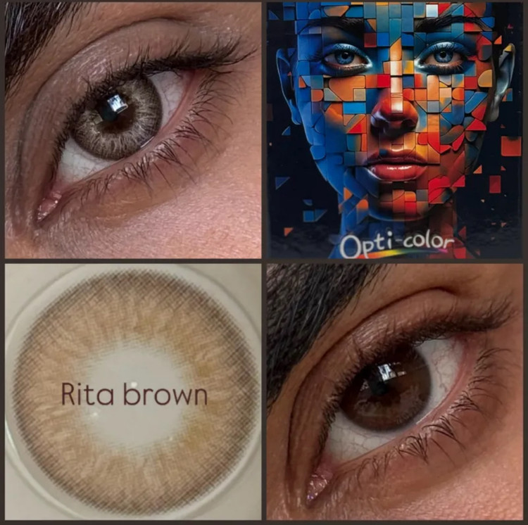 لنز رنگی اپتی کالر opti color عسلی با دور محو ریتا براون