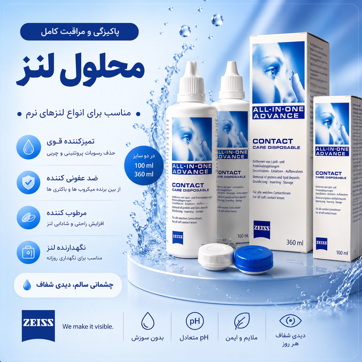 مایع لنز ۳۶۰ میل زایس Zeiss آلمانی